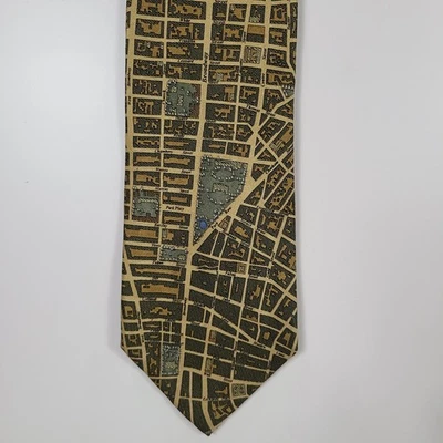Corbata de cuello vintage Civitas para hombre mapa de la ciudad de Nueva York 3,75 pulgadas seda EE. UU. Foto 1 de 4