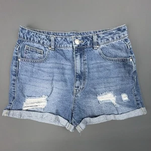 Refuge Womens Shorts 9 Juniors Push Up High Waist Distressed Denim Rolled Cuffs - Picture 1 of 10