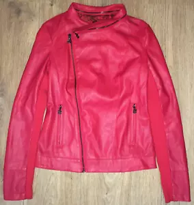 Desigual womens Red Faux Leather Short Jacket size 36 - Picture 1 of 13
