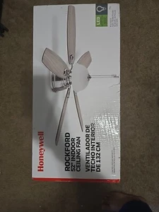 Honeywell Rockford 52in Indoor Ceiling Fan With Light 10503 Gray Oak Choc Walnut - Picture 1 of 7