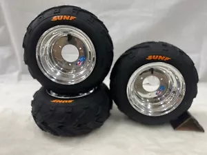 Honda ATC 70 DWT Polished Aluminum Front and Rear Tires Rims 16x6-8 Sunf A004 - Bild 1 von 8