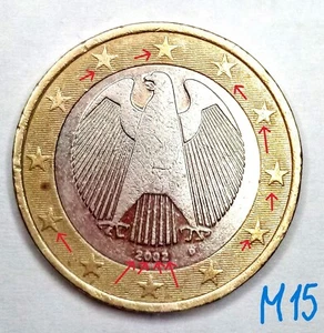 Alemania, moneda de 1 euro, 2002D gran defecto sello moneda muy raro - Imagen 1 de 2