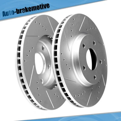 FOR INFINITI M45 Q45 2004-2009,2011-2017 NISSAN QUEST DRILLED FRONT BRAKE ROTORS - Image 1 of 4