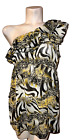 New SWEET CANDY Top Size Large Yellow Blk Nylon Black Ruffle One Shoulder Shirt