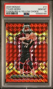 Tyler Herro 14/75 - PSA 10 RED YELLOW CHOICE Miami Heat 2023 NBA Mosaic JERSEY # - Picture 1 of 2