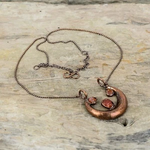 Carnelian Rough Copper Electroformed Chain Adjustable Necklace For Women 18.0" - Picture 1 of 6