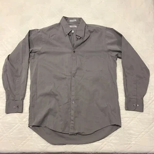 Izod 80's 2-Ply Pinpoint 100% cotton gray long sleeve dress shirt Large - Picture 1 of 4
