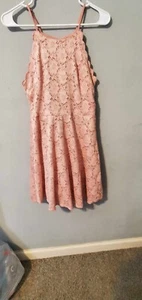 Girls Dress Dusty Rose Lace Spaghetti Strap Bridesmaid Wedding Pageant  - Picture 1 of 7