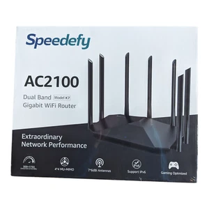 Speedefy WLAN Router, Dual Band K7 WLAN Router, AC2100 4x4 MU-MIMO & 7., Schwarz - Bild 1 von 2