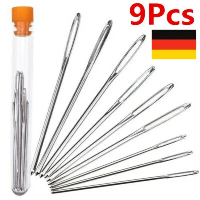 9 X Stumpfe Nadeln Nähnadel Ledernadel mit Großem Augen Handnähen Set DE - Bild 1 von 4