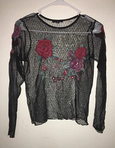 women long sleeve see through sheer mesh - Picture 1 of 3