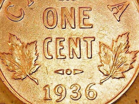 1936 Canada Cent Lovely Circulated Brown King George V Canadian Penny Cover