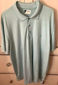 Izod Golf Aqua & White Striped Polo Golf Shirt Men's Size XL - Picture 1 of 6
