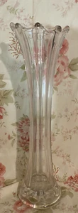 Vintage 14" gemusterte strukturierte klare geschlungene Glas große Blumenvase - Bild 1 von 11