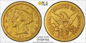 1860-S Liberty GOLD $2 1/2 QUARTER EAGLE *PCGS Fine* 105 Known *FREE SHIP!!! - Picture 1 of 7