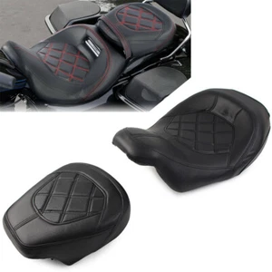 Checker Suture Fahrer-Beifahrersitz für Harley Touring Road Glide 09–22 schwarz - Picture 1 of 10