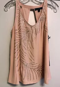 Rock & Republic XS Smoky Pink Tank Top Silver Sequin Sleeveless Top Romantic NWT - Picture 1 of 6