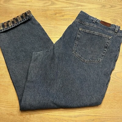 LL Bean Flannel Lined Blue Jeans Mens 42x32 Natural Fit Denim Mid Wash 130657 - Image 1 of 4