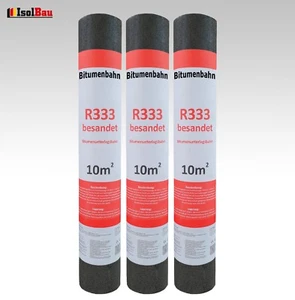 Dachpappe R333 Besandet 30m² 3 Rolle Bitumenbahn Bitumen-Dachbahn Markenware HQ - Bild 1 von 3