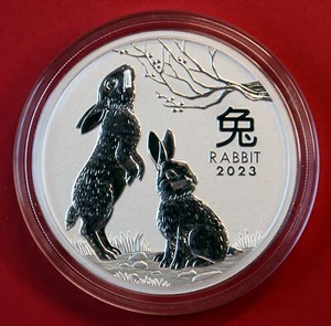 2023 P Australia YEAR OF THE RABBIT 5 oz. Silver Coin, Airtite Capsule, Free Shp - Picture 1 of 2