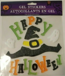 NEW HAPPY HALLOWEEN 22 pc Window Sticker Gel Clings Decor Witches Hat Ghosts! - Picture 1 of 1
