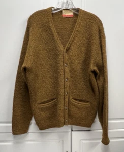 VTG Jantzen Brown Cardigan Sweater 75% Wool 25% Mohair Grunge - Medium READ - Picture 1 of 13