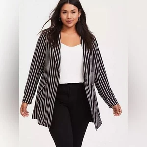 Torrid Studio Krepp Longline Blazer Streifen Neu mit Etikett Größe 3X - Bild 1 von 5