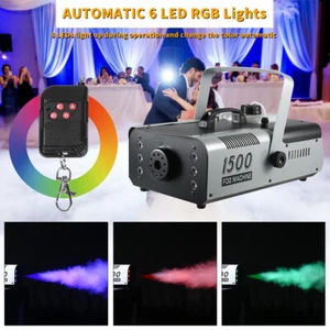 1500W RGB 6 LED DJ Fog Smoke Machine Stage Show Decor Wireless Remote - Picture 1 of 12