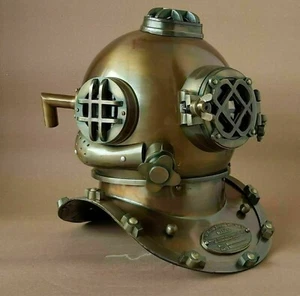 Brass Antique Style Scuba US Navy Mark V Deep Sea Marine Divers Diving Helmet - Picture 1 of 5