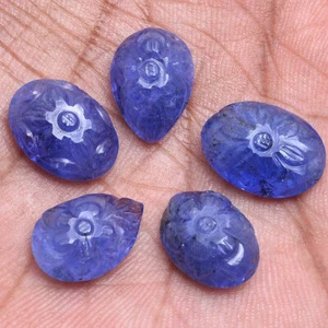 Natural Tanzanite 5 Pcs Untreated Hand Carving Magnificent Gemstones ~ 40.00 Cts - Picture 1 of 3