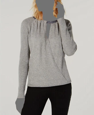 $70 I.N.C. Suéter informal de manga larga con cuello redondo gris brillante para mujer talla M Foto 1 de 2