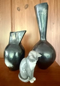 Vintage Signed MCM Mid-Century White Porcelain Russian Blue Cat Sculpture - Picture 1 of 21