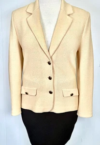 Basic St.John 2 piece suit yellow jacket brown skirt logo buttons size 6 8 - Picture 1 of 5