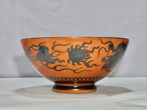 19. Japanischer roter Boden Silber verzierter Drache Eiraku Kyoto Schale - Bild 1 von 11