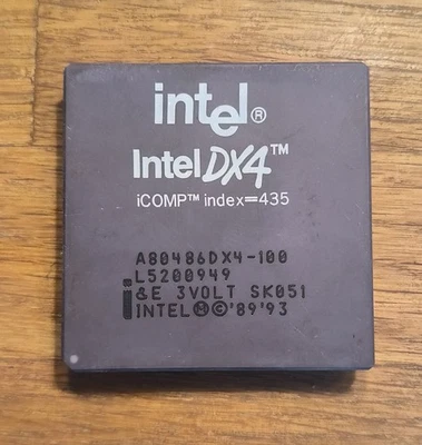 Intel 486 DX4-100 100 Mhz CPU Prozessor Socket 2 / 3 + Lüfter Retro - Bild 1 von 2
