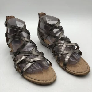 boc Damen-Sandalen Größe 8 M Zinn Metallic Riemchen Gladiator Keilabsatz Komfort - Bild 1 von 10