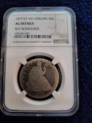 1873 CC NO ARROWS 50C AG Details REV SCRATCHED - Image 1 of 2