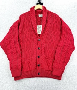 Cardigan maglia maglione Aran Crafts collo cappuccio Irlanda lana pescatore taglia XXL nuovo con etichette - Foto 1 di 10