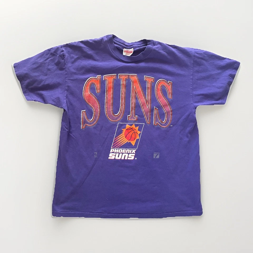 Vintage 90's Phoenix Suns T Shirt Logo 7 Men's Size XL Purple And Orange NBA - Image 1 of 4