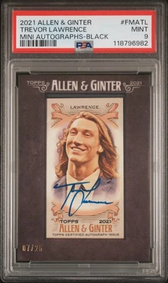 PSA 9 2021 Allen & Ginter Trevor Lawrence Mini Autographs Black /25 Rookie RC - Image 1 of 2