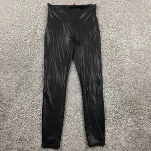 Spanx Pants Women XL Black Faux Leather Leggings Shiny Shaping Stretch Slimming - Picture 1 of 12