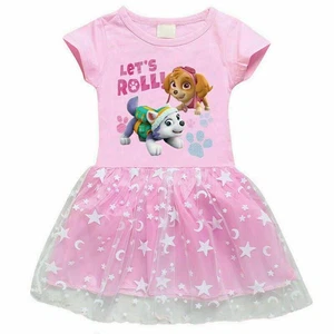 Kids Girls PAW Patrol Fancy Dress Summer Short Sleeve Party Princess Skirt UK - Picture 1 of 10