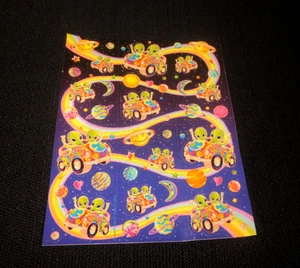Lisa Frank "Zoomer & Zorbit Aliens Glow in Dark Sticker Sheet" Mods Vintage 90s - Picture 1 of 4