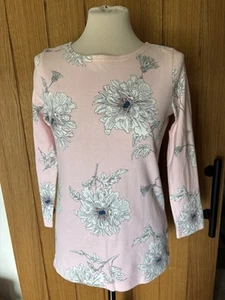 Joules Jersey-Top hellrosa/weiß Blumenmuster 3/4-Arm UK 8 - Bild 1 von 8