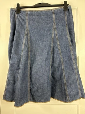 GAP Skirt 12 Jeans Denim Panel Y2K Vtg High Waisted A Line Midi Cotton Blue EUC - Image 1 of 4