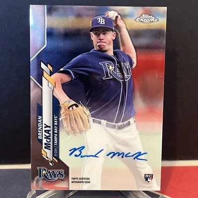 2020 Topps Chrome #RA-BM Brendan McKay Base Rookie Card Auto RC Tampa Bay Rays - Image 1 of 2