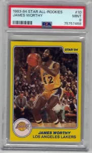 1983 Star #10 James Worthy All-Rookies PSA 9 Mint Los Angeles Lakers - Picture 1 of 2