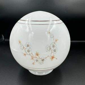 Milk Glass Globe Shade Floral MCM Light Fixture Hand Painted Vintage - Picture 1 of 4