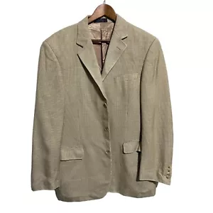 Mens tan plaid 100% silk blazer sports coat size 40R - Picture 1 of 6