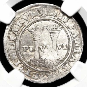 COLONIAL SPAIN, Mexico. Carlos & Joanna, 1542-1555, Silver Real, NGC XF Details - Picture 1 of 4